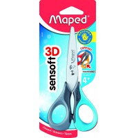 Maped - Ciseaux Enfants Gauchers avec Anneaux Souples et Ergonomie 3D - Ciseaux Scolaires Sensoft 13 cm des 4 Ans - Pour Materne