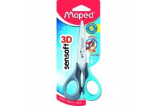 Maped - Ciseaux Enfants Gauchers avec Anneaux Souples et Ergonomie 3D - Ciseaux Scolaires Sensoft 13 cm des 4 Ans - Pour Materne