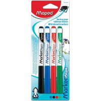 Maped 741312 Marqueurs - Marqueurs (Noir, Bleu, Vert, Rouge, multicolore, en polypropylene (PP), Taille M, sous blister)
