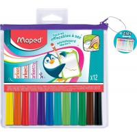 Maped - 12 Feutres Effacables a  Sec Marker'Peps Fun Colors - Feutres Ardoises et Tableaux Blancs - Marqueurs Non Permanents - P