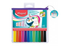 Maped - 12 Feutres Effacables a  Sec Marker'Peps Fun Colors - Feutres Ardoises et Tableaux Blancs - Marqueurs Non Permanents - P