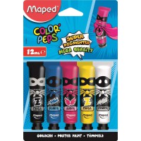 Maped - Peinture Gouache Enfant - 5 Couleurs Intenses Super Pigmentees - Facile a  Ouvrir - Bouchon visse - Couleurs Primaires -