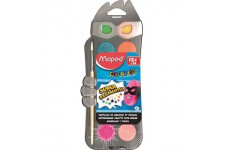 Maped - Palette de Peinture a  l'Eau - 12 Pastilles de Gouache, Pinceau inclus - Couleurs Vives et Pigmentees - Format Nomade Re