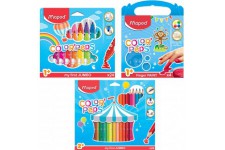 Maped - Kit Coloriage Early Age - 4 Pots Peinture au doigt + 24 Crayons de couleur + 24 Feutres Jumbo pour Enfants des 1 an