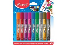 Maped Color'Peps Tubes de colle Pailletees pour enfant Effet Brillant, Facile a  utiliser avec Embout Fin - 9 Tubes de 10.5 ml C