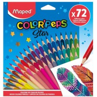 Maped - Crayons de Couleur Color'Peps Classic - Palette de 72 Couleurs Vives - Crayon Triangulaire Ergonomique - Poc