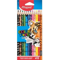 Maped - Crayons de Couleur Color'Peps Animals FSC - Crayon de Coloriage Triangulaire Ergonomique - Crayons Decores Animaux - Poc