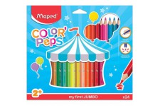 Maped - Maxi Crayons de Couleur Color'Peps - Premiers Crayons de Coloriage pour Bebe +2 ans - Boite de 24 Crayons de Couleurs Ju