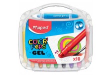 Maped - Crayons Gel Aquarellables - 10 Craies de Coloriage Tendres - En Plastique + Systeme Twist qui Garde les Mains Propres - 