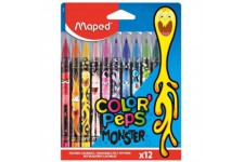 Maped - Feutres Monster Color'Peps - 12 Feutres de Coloriage Fun et Originaux - Lavables et Resistants au Sechage - 
