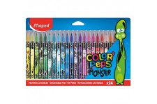 Maped - Feutres Monster Color'Peps - 24 Feutres de Coloriage Fun et Originaux - Lavables et Resistants au Sechage - 