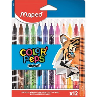 12 Feutres de Coloriage Animals decores Color'Peps