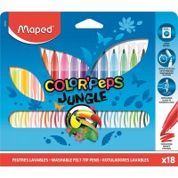 Maped - Feutres Jungle Color'Peps - 18 Feutres de Coloriage - lavables et Resistants au Sechage - Pointe Moyenne Blo