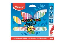 Maped - Feutres Jungle Color'Peps - 18 Feutres de Coloriage - lavables et Resistants au Sechage - Pointe Moyenne Blo