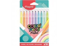 Maped - Feutres de Couleur Color'Peps - Feutres de Coloriages et Dessins Pastel - 10 Couleurs Douces et Acidulees - 