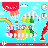 Maped Color'Peps Gros Feutres de Coloriage Premier age pour Bebe et Enfant des 1 an avec Pointe Securisee et Encre Lavable a  l'