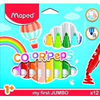 Maped Color'Peps Gros Feutres de Coloriage Premier age pour Bebe et Enfant des 1 an avec Pointe Securisee et Encre Lavable a  l'