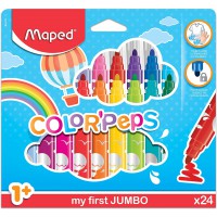 Maped Color'Peps Gros Feutres de Coloriage Premier age pour Bebe et Enfant des 1 an avec Pointe Securisee et Encre Lavable a  l'