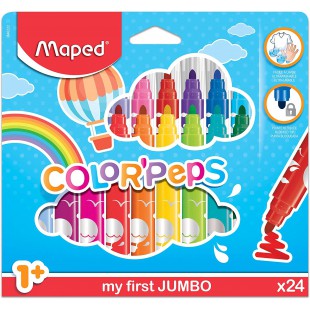 Maped Color'Peps Gros Feutres de Coloriage Premier age pour Bebe et Enfant des 1 an avec Pointe Securisee et Encre Lavable a  l'