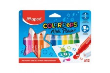 Maped Color'Peps Gros Feutres de Coloriage Mini Power pour Enfant, Pointe Large et Capuchon avec Motif Tampon, Encre Lavable a  