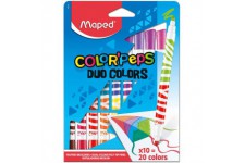 Maped Color'Peps Feutres de Coloriage 2 en 1 Duo de Couleur et Encre Lavable a  l'eau - Etui de 10 Feutres pour 20 Couleurs Asso