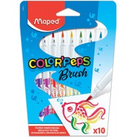 Maped Color'Peps Feutres de Coloriage Pinceaux Brush Pointe Extra Souple de 2,8mm et Encre Lavable a l'eau - Etui d