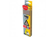 Lot de 12 : Maped - Crayons Graphite H Black'Peps - Crayons a Papier en Bois - Forme Triangulaire Ergonomique 