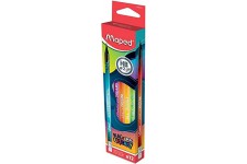 Lot de 12 : Maped - Crayons Graphite Black'Peps Energy HB Embout Gomme - Crayons a Papier Noirs Decores - Message Positifs et In