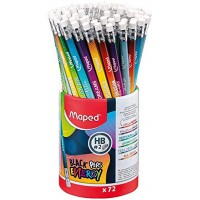 Maped - 72 Crayons Graphite Black'Peps Energy HB Embout Gomme - Crayons a  Papier avec Messages Inspirants - Pot de 72 Crayons a