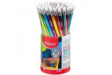 Maped - 72 Crayons Graphite Black'Peps Energy HB Embout Gomme - Crayons a  Papier avec Messages Inspirants - Pot de 72 Crayons a