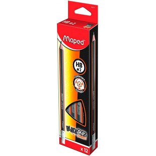 Maped - Crayon a papier Black'Peps Jumbo HB avec gomme - Moyen