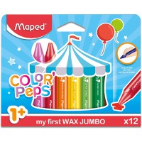 Maped Color'Peps Craies de Coloriage Cire pour Enfant, Forme Triangulaire, Premiers Crayons de Couleur pour Bebe des 