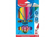 Maped - Crayons de Couleur STRONG Color'Peps - 18 Crayons de Coloriage Ultra-resistants et Ergonomique - Pochette carton de 18 C