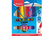 Maped - Crayons de Couleur STRONG Color'Peps - 24 Crayons de Coloriage Ultra-resistants et Ergonomique - Pochette de 24 Crayons