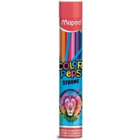 Maped - Crayons de Couleur Strong Color'Peps - 12 Crayons de Coloriage Ultra-resistants et Ergonomiques - Tube en Metal