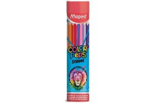 Maped - Crayons de Couleur Strong Color'Peps - 24 Crayons de Coloriage Ultra-resistants et Ergonomiques - Tube en Me