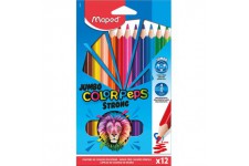 Maped STRONG Jumbo 863312 Crayons de couleur ergonomiques triangulaires Color'PEPS Mine particulierement stable 4 mm