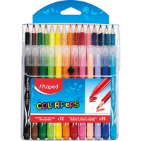 Maped - Combo Pack Coloriage Jungle Color'Peps - 15 crayons de couleur + 12 Feutres Lavables et Resistants au Sechag