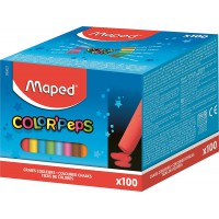 Maped - Craies Fines pour Tableau Noir et Ardoise Naturelle - Boite de 100 Craies de 10 Couleurs Vives