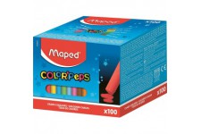 Maped - Craies Fines pour Tableau Noir et Ardoise Naturelle - Boite de 100 Craies de 10 Couleurs Vives