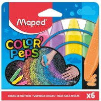 Maped Color'Peps Grosses Craies de Trottoir pour Enfant, Facile a  Nettoyer - Etui de 6 Craies de Couleurs Vives Assorties