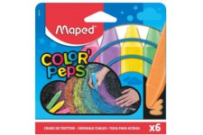 Maped Color'Peps Grosses Craies de Trottoir pour Enfant, Facile a  Nettoyer - Etui de 6 Craies de Couleurs Vives Assorties