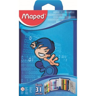 Maped - Trousse Garnie 1 Etage avec 31 Pieces Fournitures Scolaires - Stylo Bille, Gomme, Taille-Crayon, Crayon a  Papier Hb, Cr