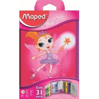 Maped - Trousse Garnie 1 Etage avec 31 Pieces Fournitures Scolaires - Stylo Bille, Gomme, Taille-Crayon, Crayon a  Papier Hb, Cr