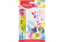 Maped - Mini Kit de tracage Twist'N Flex Mini Cute - 3 pieces - Outils Geometrie Incassables - Regle 15cm, Equerre 6