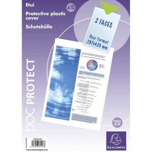 Exacompta 389505E Paquet de 10 Etuis de protection Simples en polypro 30/100eme 29,7 x 42 cm Cristal