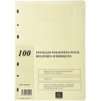 Exacompta 100 feuilles foliotees pour reliures juridiques- Perforation 6 trous