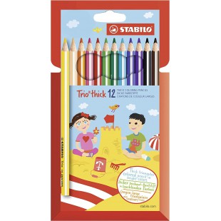 Crayon de coloriage - STABILO Trio - etui carton x 12 crayons de couleur triangulaires