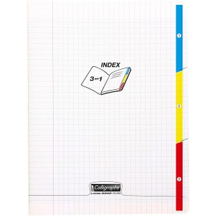 Calligraphe 18224C - Un cahier pique 3 index (gamme 8000 de Clairefontaine) 96 pages 17x22 cm 90g grands carreaux, couverture po