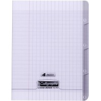 Calligraphe 18225C - Un cahier pique 4 index (gamme 8000 de Clairefontaine) 140 pages 17x22 cm 90g grands carreaux, couverture p